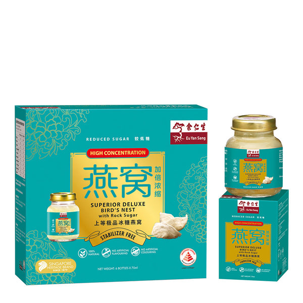 Eu Yan Sang Superior Deluxe Bird's Nest with Rock Sugar (Reduced Sugar) 6s 上等极品冰糖燕窝（较低糖）六瓶装