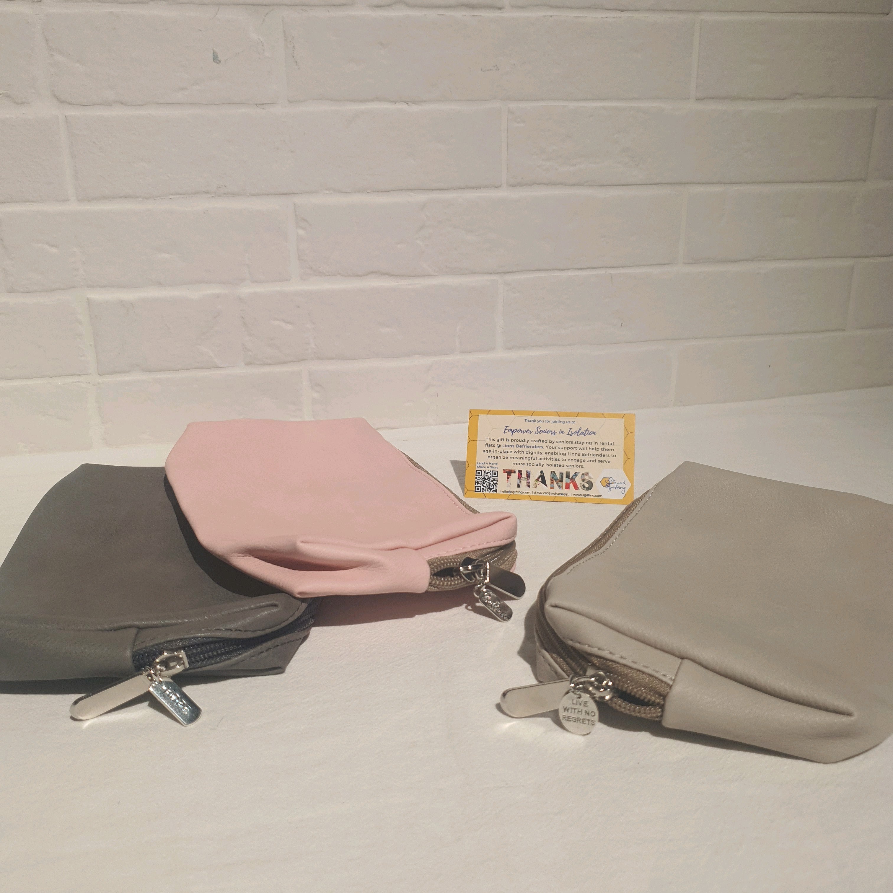 PU leather multipurpose pouch with motivational charm