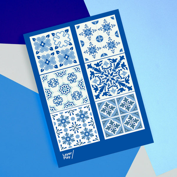 Peranakan Porcelain Tiles 🖼️ Reusable Fabric Decal