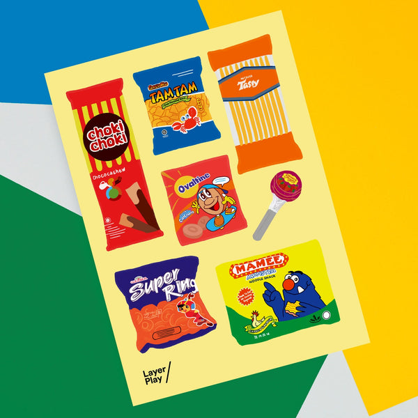 Singaporean Old School Snacks 🖼️ Reusable Fabric Decal