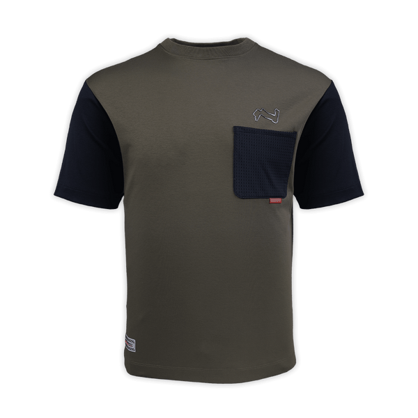 Track & Mesh Pocket Khaki Colourblock Tee
