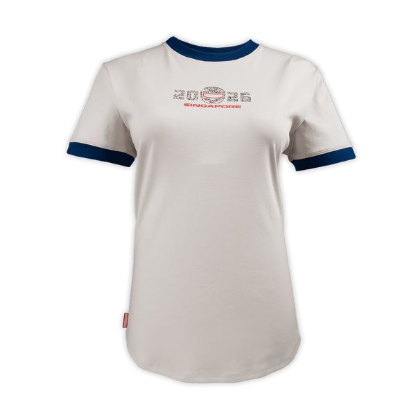 Rhinestones Helmet Icon Ringer Tee Women | Beige