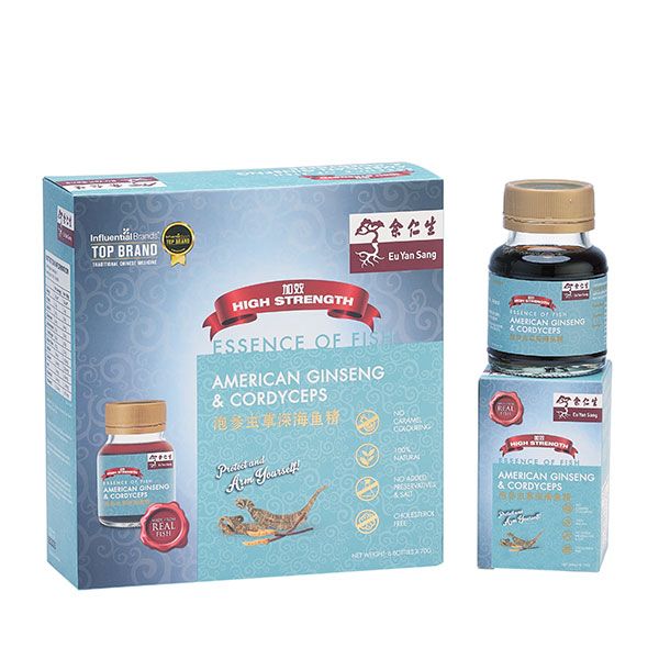 Eu Yan Sang Essence Of Fish With American Ginseng & Cordyceps 6 bottles x 70grams 泡参虫草深海鱼精 六瓶装